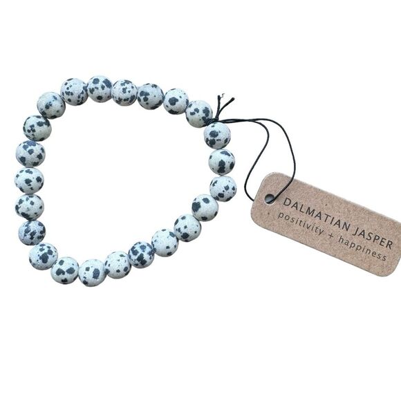 Geocentral Dalmatian Jasper Lava Bracelets Stretch Healing Stones - Picture 1 of 5